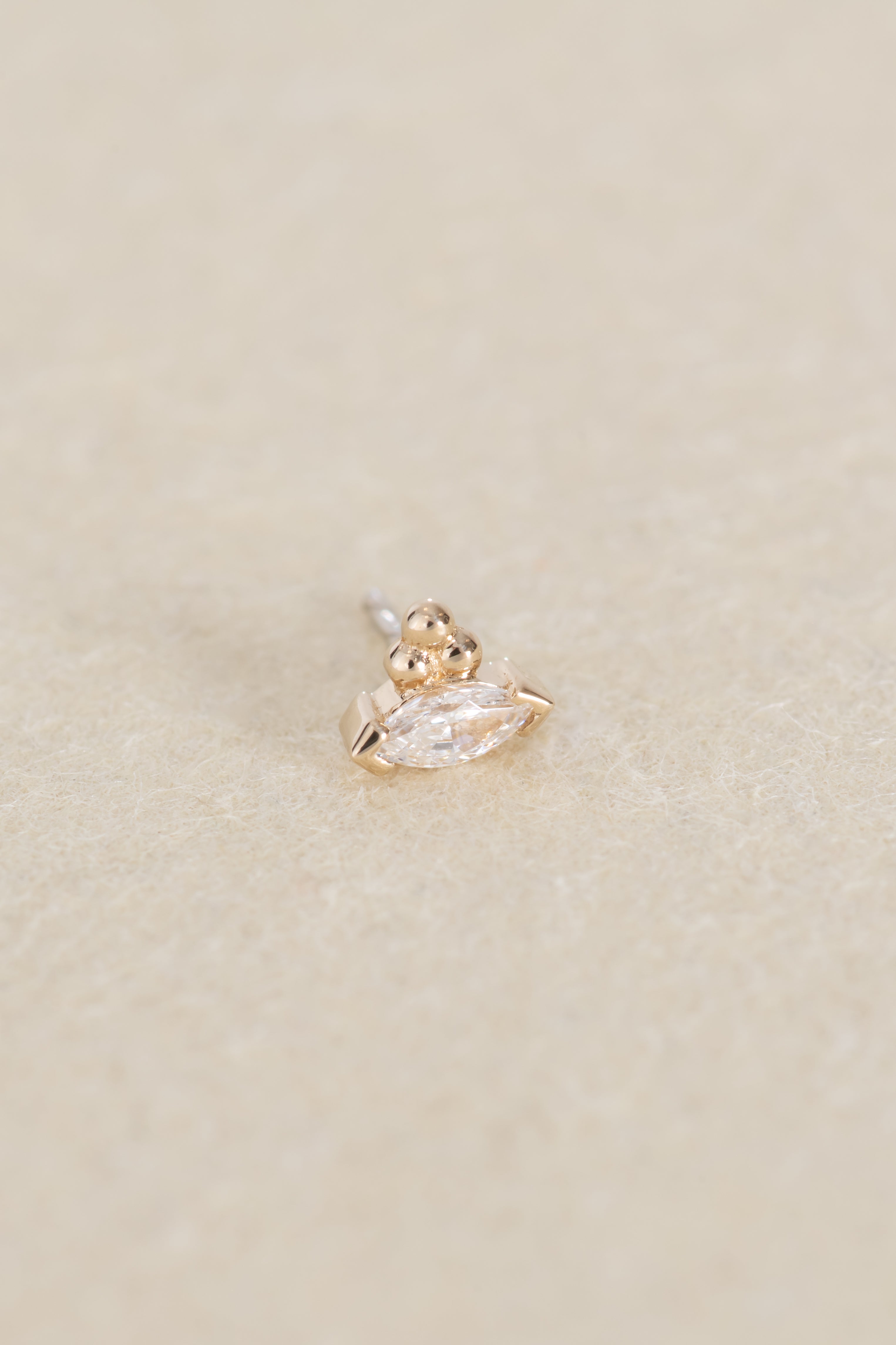 BVLA Marquise V Prong with Tri Bead Threadless End