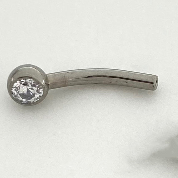 Front Facing Gemmed Curved Barbell Post Threadless